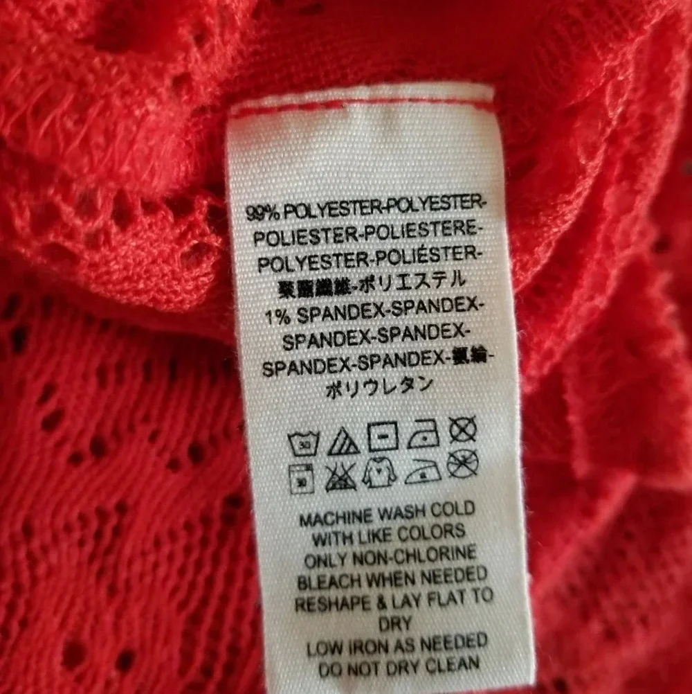 Free People Orange Floral Lace Sweater S